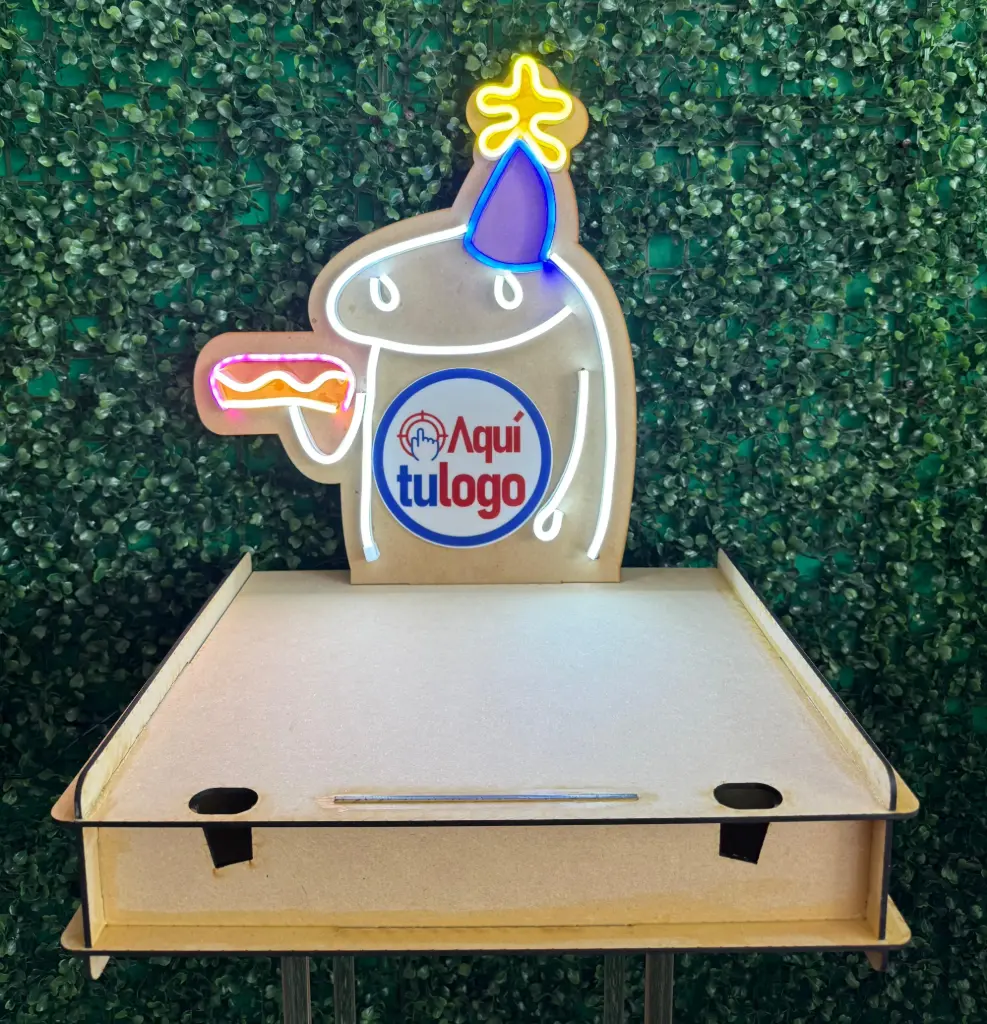 Porta Pasteles MDF con Led Neón Mediano 