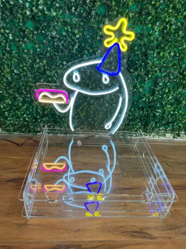 Porta Pasteles Monito con Led Neón Personalizado