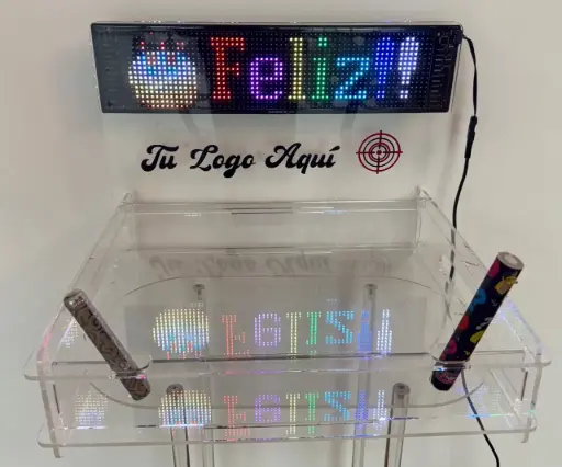 Porta Pasteles con Letrero Led Programable Personalizado